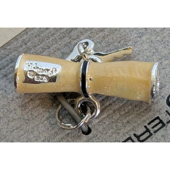 2 Sterling Silver Charms Graduation Cap Diploma Hat Pendant Grad Gift Deadstock - Picture 8 of 11